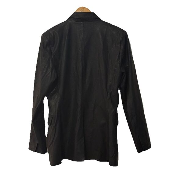 BLANKNYC Black Faux Vegan Leather Double Breasted Blazer Women’s Size Large L - Picture 3 of 11